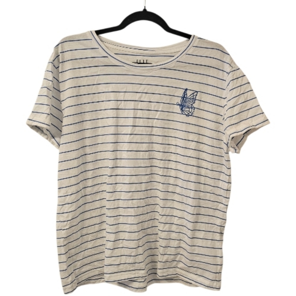 White and Blue Elle Women's Striped T-Shirt